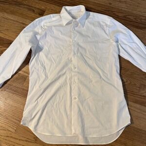 Prada Mens White Long Sleeve Button Down Dress Shirt Italy UCM473 Size 41 16